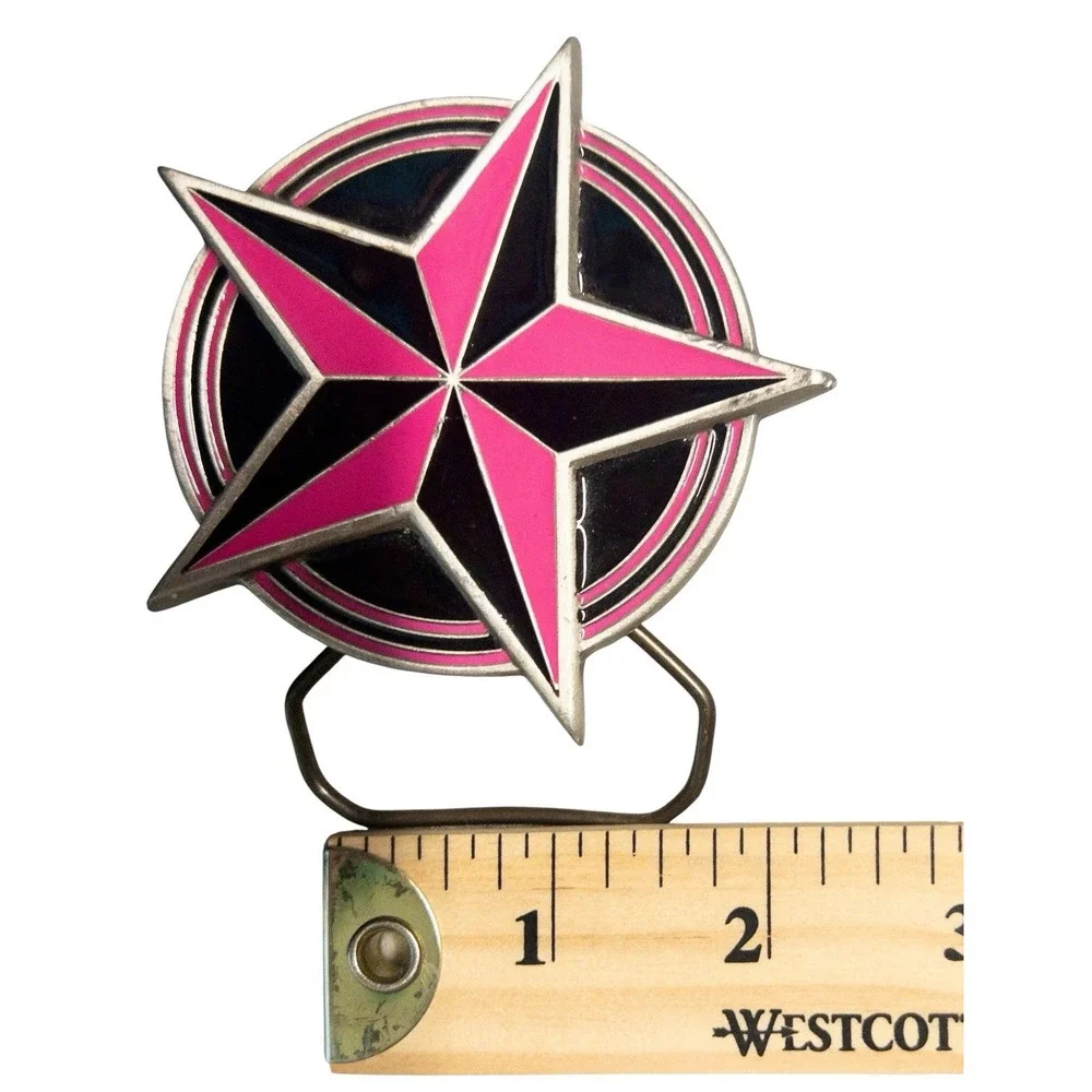 Vintage Y2k Rockstar Belt Buckle Western Rock Skater Pink And‎ Black Biker